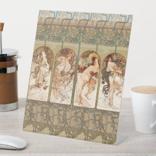 Alphonse Mucha Die vier Jahreszeiten 1897 Art Nouv Sockelschild
