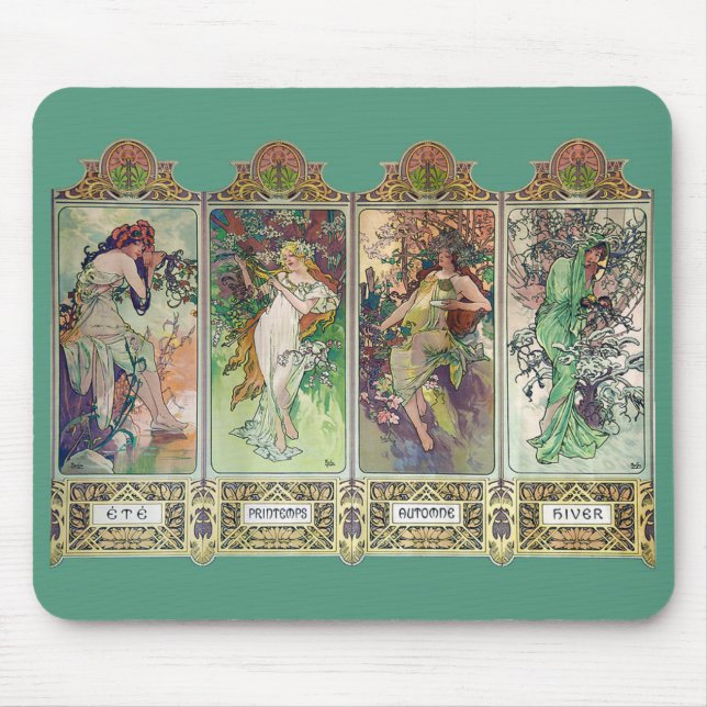 Alphonse Mucha , "Die vier Jahreszeiten" Mousepad (Vorne)