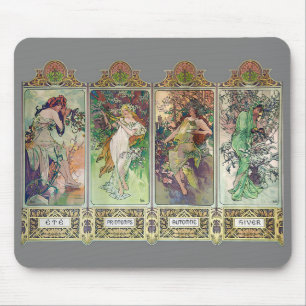 Alphonse Mucha , "Die vier Jahreszeiten" Mousepad