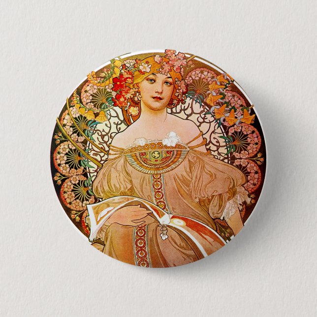 Alphonse Mucha Dreaming (Reverie) Button (Vorderseite)