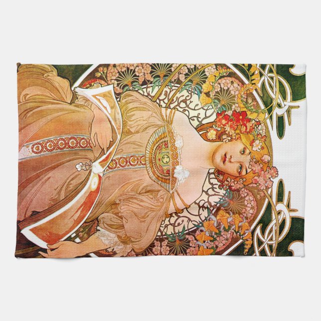 Alphonse Mucha Dreaming (Reverie) Geschirrtuch (Horizontal)