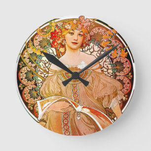 Alphonse Mucha Dreaming (Reverie) Runde Wanduhr