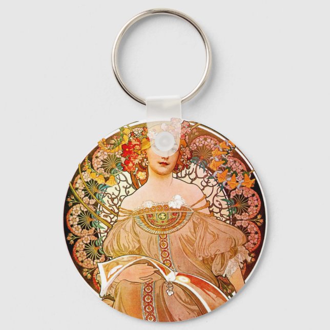 Alphonse Mucha Dreaming (Reverie) Schlüsselanhänger (Vorderseite)