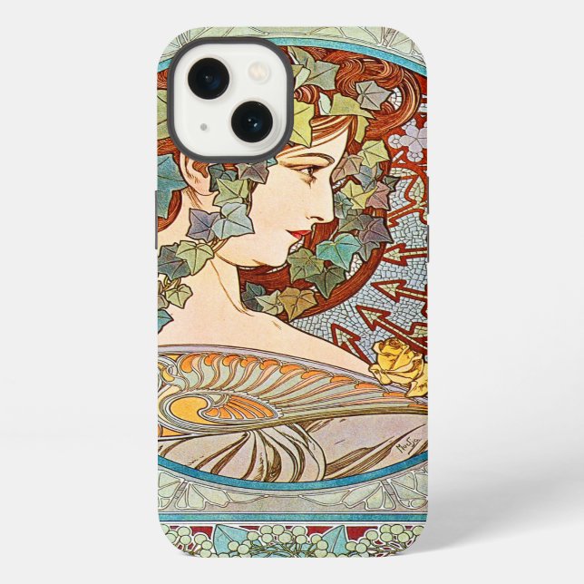 Alphonse Mucha Efeu iPhone Hülle (Rückseite)