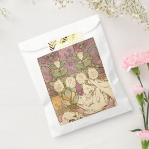 Alphonse Mucha Elegante Art Nouveau Sterne Kamelie Geschenktütchen