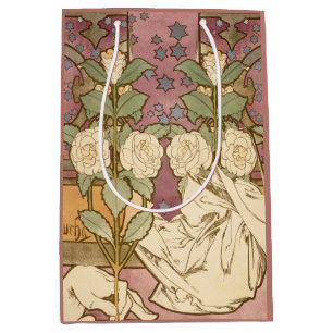 Alphonse Mucha Elegante Art Nouveau Sterne Kamelie Mittlere Geschenktüte