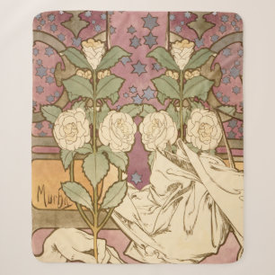 Alphonse Mucha Elegante Art Nouveau Sterne Kamelie Sherpadecke