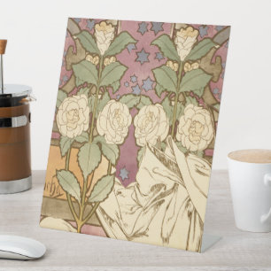 Alphonse Mucha Elegante Art Nouveau Sterne Kamelie Sockelschild