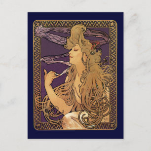 Alphonse Mucha Elegantes Rauchen Postkarte