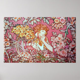 Alphonse Mucha. Femme Parmi Les Fleurs 1900 Poster