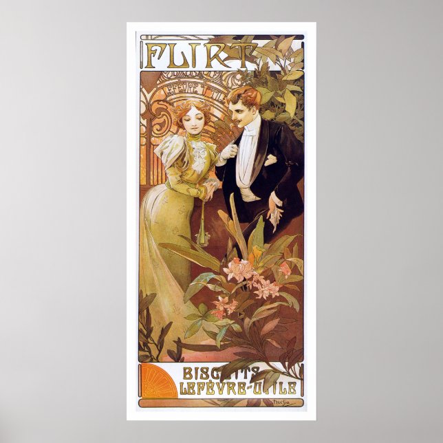 Alphonse Mucha. Flirt Biscuits Lefevre Utile Poster (Vorne)
