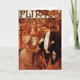 Alphonse Mucha Flirt Greeting Card Karte
