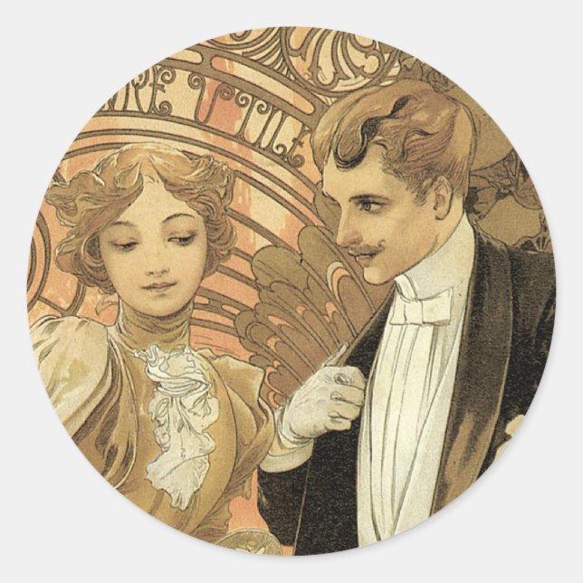 Alphonse Mucha "Flirt" Stickers (Vorderseite)