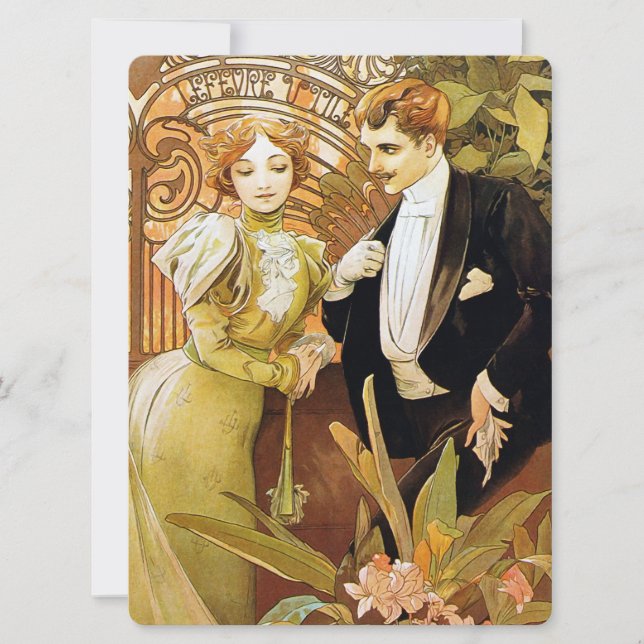 Alphonse Mucha Flirt Vintag Romantik Art Nouveau (Vorderseite)