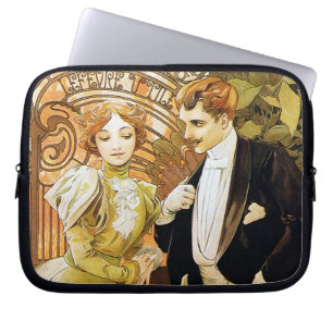Alphonse Mucha Flirt Vintag Romantik Art Nouveau Laptopschutzhülle