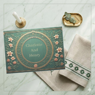 Alphonse Mucha Florals Opulenz Smaragdgrüne Hochze Seidenpapier