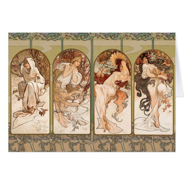 Alphonse Mucha Four Seasons 1897 Art Nouveau Panel (Vorderseite (Horizontal))