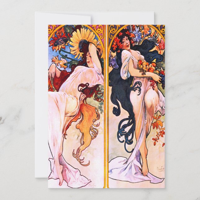 Alphonse Mucha - Four Seasons Einladung (Vorderseite)