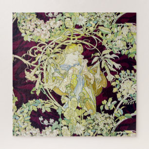 Alphonse Mucha Frau mit Gänseblümchen Art Nouveau 