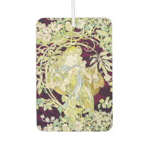 Alphonse Mucha Frau mit Gänseblümchen Art Nouveau Autolufterfrischer