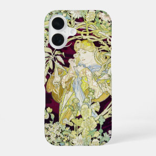 Alphonse Mucha Frau mit Gänseblümchen Art Nouveau iPhone 16 Hülle