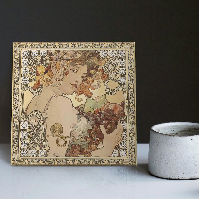 Alphonse Mucha Frucht Jugendstil Vintag Fliese (Von Creator hochgeladen)