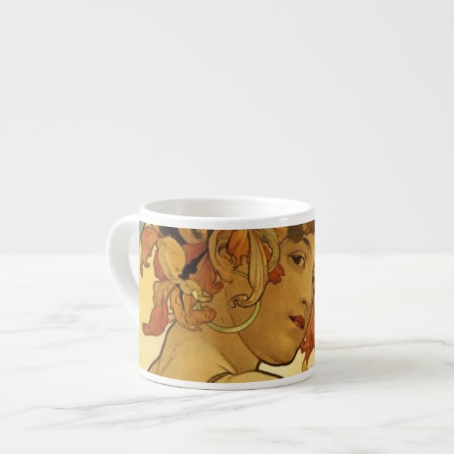 Alphonse Mucha Fruchtmalerei Espressotasse (Vorderseite Links)