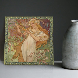 Alphonse Mucha Frühjahr Saison Jugendstil Vintag Fliese