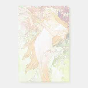 Alphonse Mucha Frühlingsblumen Vintage Art Nouveau Post-it Klebezettel