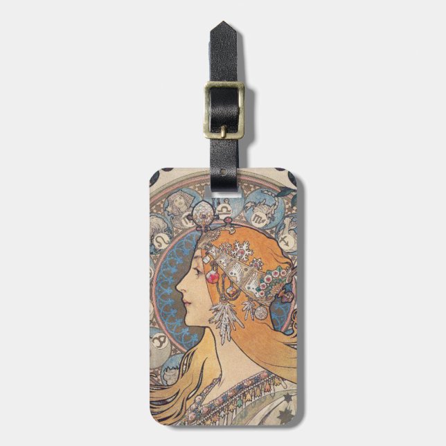 “Alphonse Mucha” Gepäckanhänger (Vorderseite vertikal)