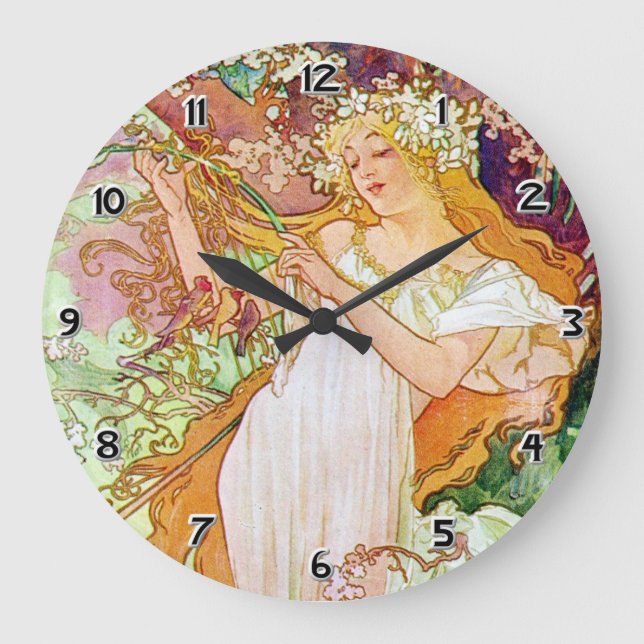 Alphonse Mucha Große Wanduhr (Vorderseite)