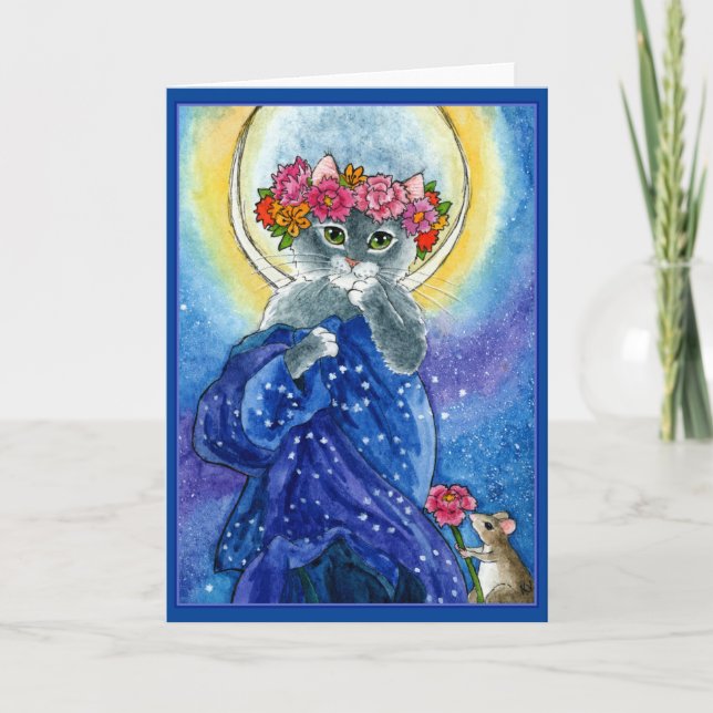 Alphonse Mucha Grußkarte für niedliche Katze Karte (Vorderseite)