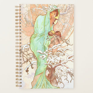 Alphonse Mucha Hiver Vintage Art Nouveau peinture
