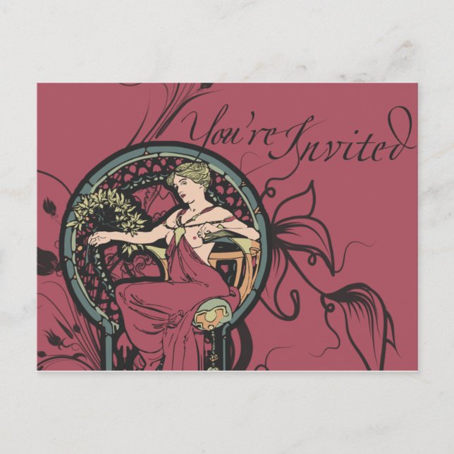 Alphonse Mucha Invites Einladungspostkarte (Vorderseite)