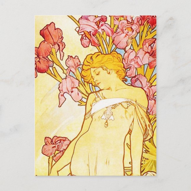 Alphonse Mucha Iris Postcard Postkarte (Vorderseite)