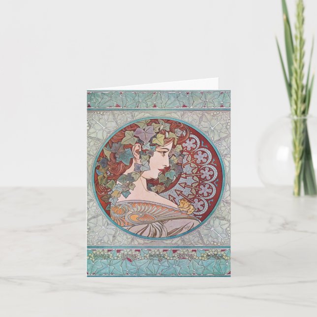 Alphonse Mucha Ivy Art Neue Note Cards Karte (Vorderseite)