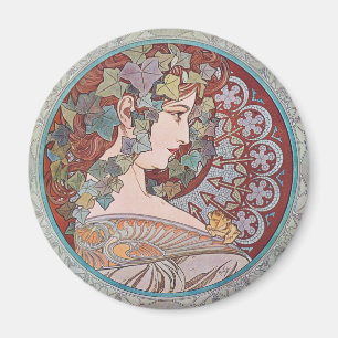 Alphonse Mucha Ivy Art Nouveau Kühlschrankmagnet