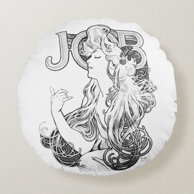 Alphonse Mucha JOB ISOGS Rundes Kissen (Vorderseite)