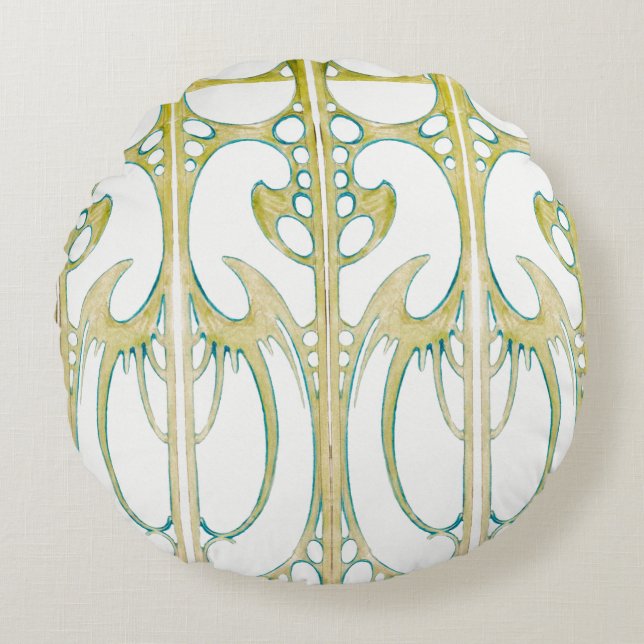 Alphonse Mucha Jugendstil abstrakte Kunst Rundes Kissen (Vorderseite)