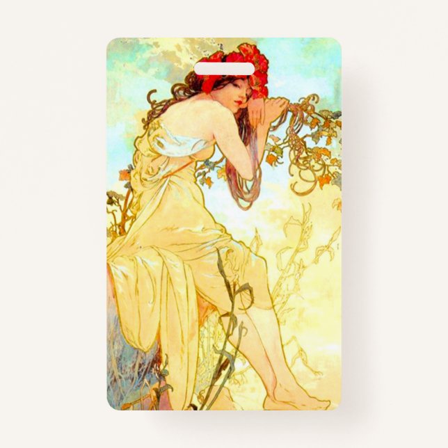 Alphonse Mucha Jugendstil Sommer Ausweis (Vorderseite)