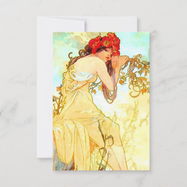 Alphonse Mucha Jugendstil Sommer Einladung (Vorderseite)