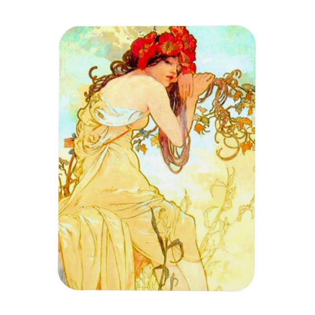 Alphonse Mucha Jugendstil Sommer Magnet (Vertikal)