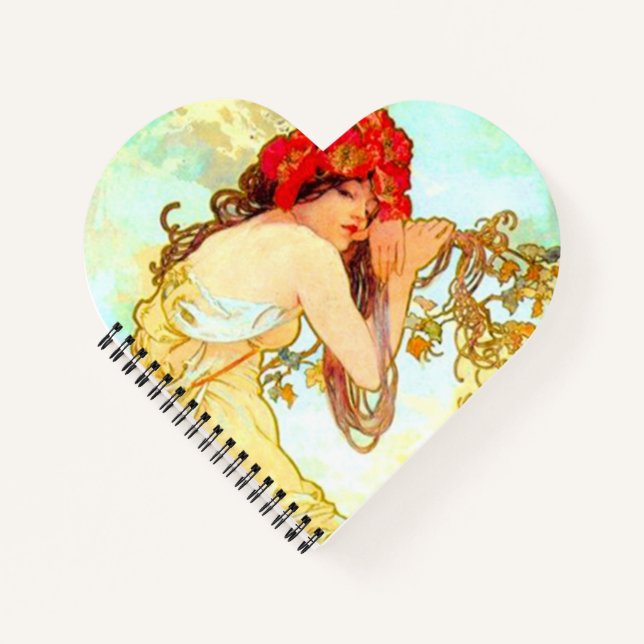 Alphonse Mucha Jugendstil Sommer Notizbuch (Vorderseite)