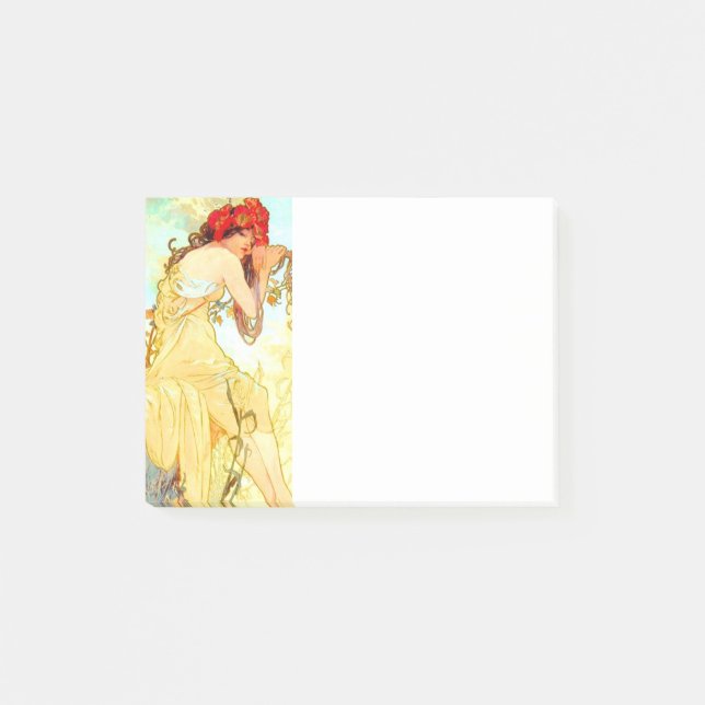 Alphonse Mucha Jugendstil Sommer Post-it Klebezettel (Vorderseite)