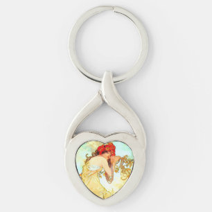 Alphonse Mucha Jugendstil Sommer Schlüsselanhänger
