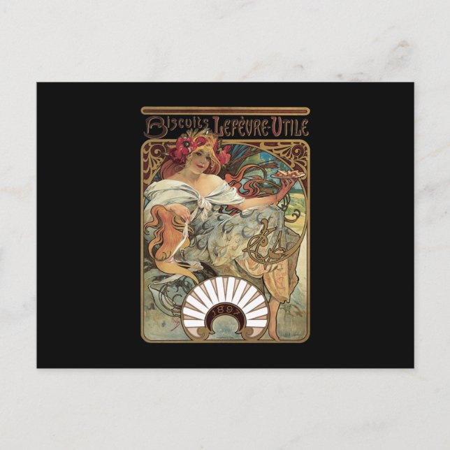 Alphonse Mucha Kekse Lefevre Utile Postkarte (Vorderseite)