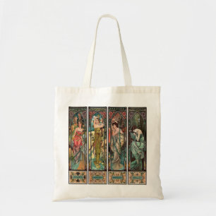 Alphonse Mucha Kunst, Art Nouveau, Vintage, Frauen Tragetasche