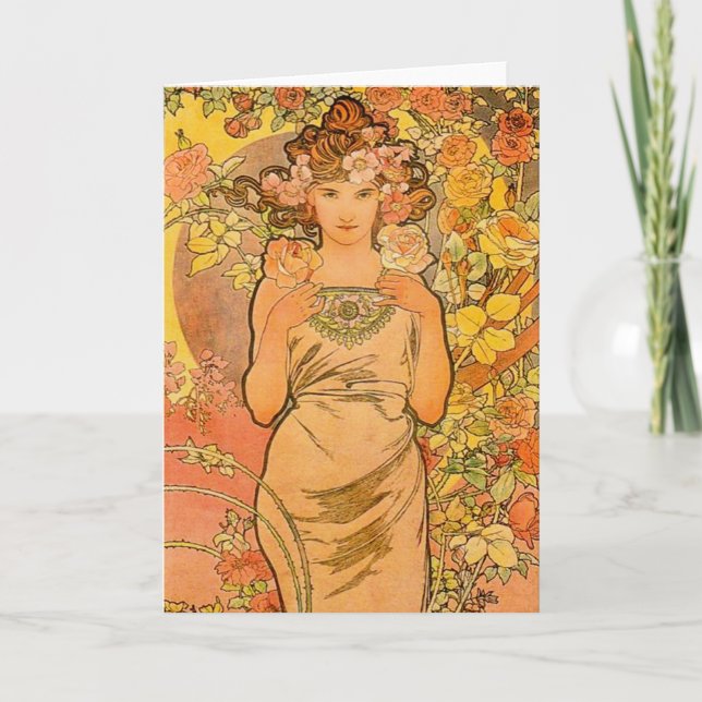 Alphonse Mucha La carte de voeux Rose (Devant)