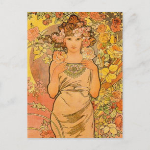 Alphonse Mucha La Carte Postale Rose