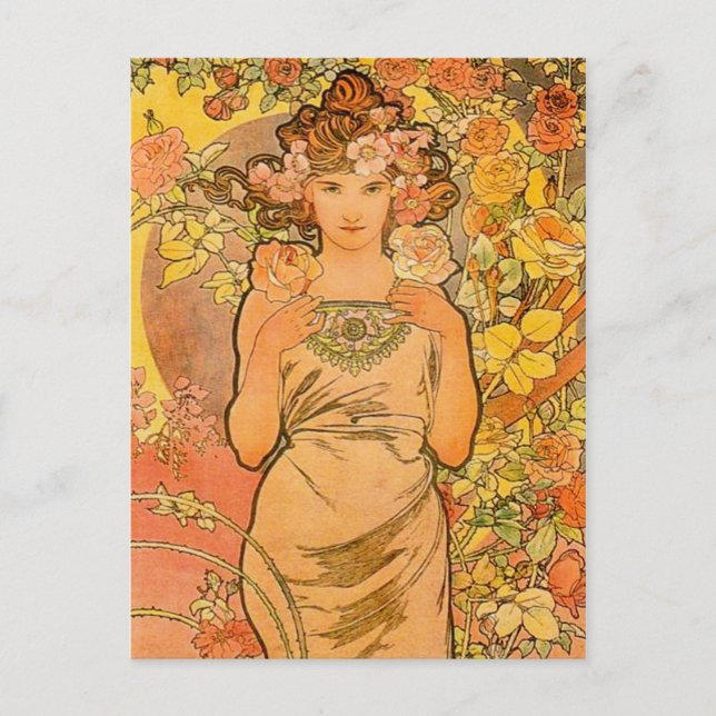 Alphonse Mucha La Carte Postale Rose (Devant)